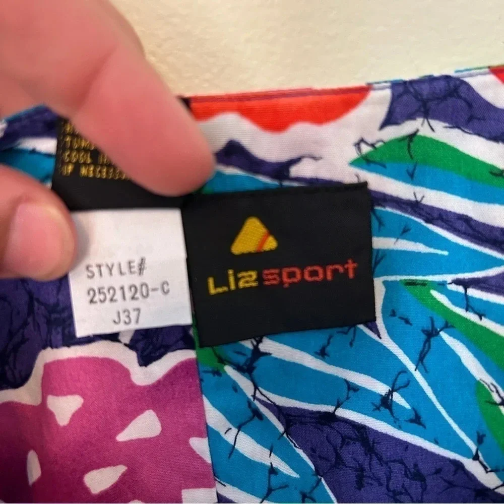 Rare Liz Sport Vintage 1980's Hawaiian Floral Print Strapless Cotton Romper Size - Picture 6 of 6